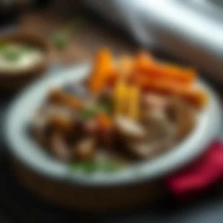 Beautifully Arranged Plate of Meat and Potatoes A beautifully arranged plate with meat and potato medley