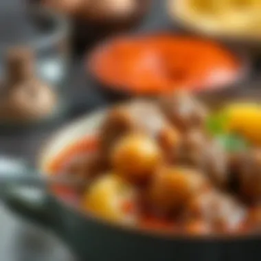 Savory Meat and Potato Stew Close-up of savory meat and potato stew