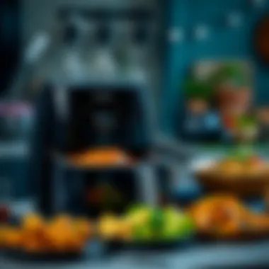 Versatility of Philips 9650 Airfryer XXL in Cooking Variety of dishes demonstrating the versatility of the Philips 9650 Airfryer XXL