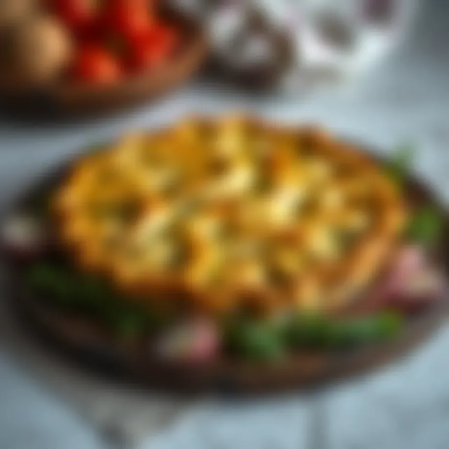 A traditional pie filled with leeks and herbs