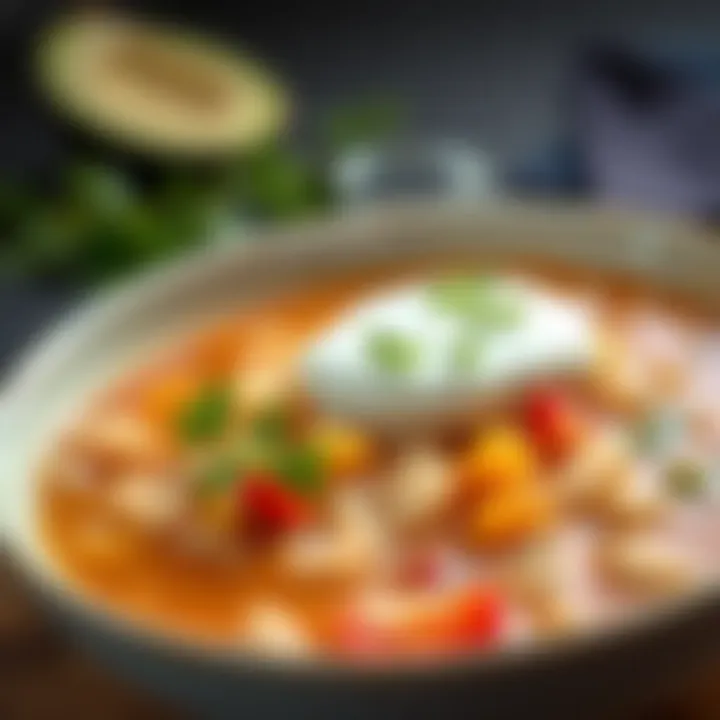 Delicious bowl of rice soup topped with creamy yogurt