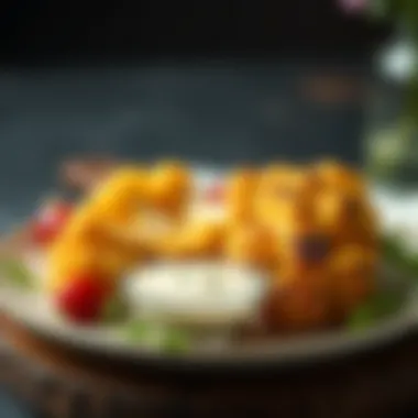 Plated roasted cauliflower with a dip