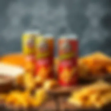 An assortment of Pringles cheese variations arranged artistically on a wooden platter.