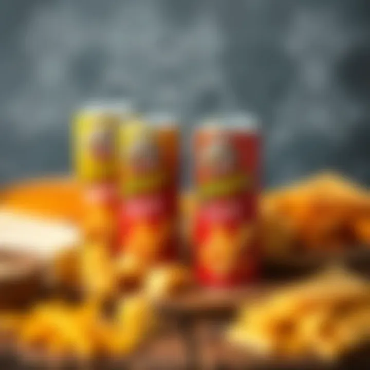 An assortment of Pringles cheese variations arranged artistically on a wooden platter.