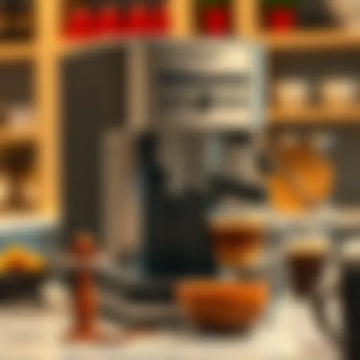 Sleek Design of a Professional Coffee Machine An elegant professional coffee machine showcasing its features and design