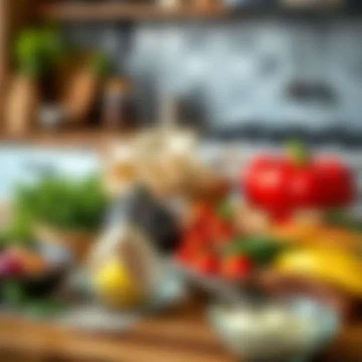 A variety of quick meal ingredients laid out neatly on a kitchen counter