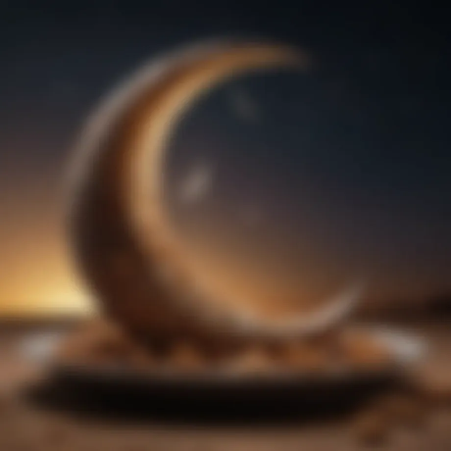 A tranquil night sky adorned with a crescent moon, symbolizing the beginning of Ramadan.