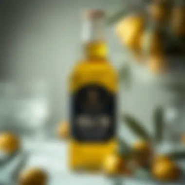 The Essence of Pure Olive Oil The essence of pure olive oil in a glass bottle