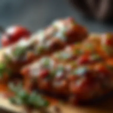 Close-up of marinated meat prepared for Sefim Kebap