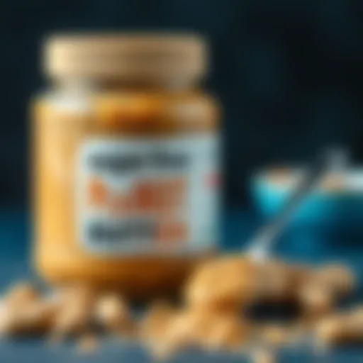Delicious Sugar-Free Peanut Butter A jar of sugar-free peanut butter with a spoon beside it