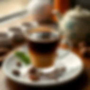 An Artistic Touch: The Allure of Turkish Coffee Artistic presentation of Turkish coffee with spices