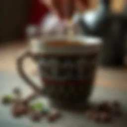 Traditional Turkish coffee cup with intricate design