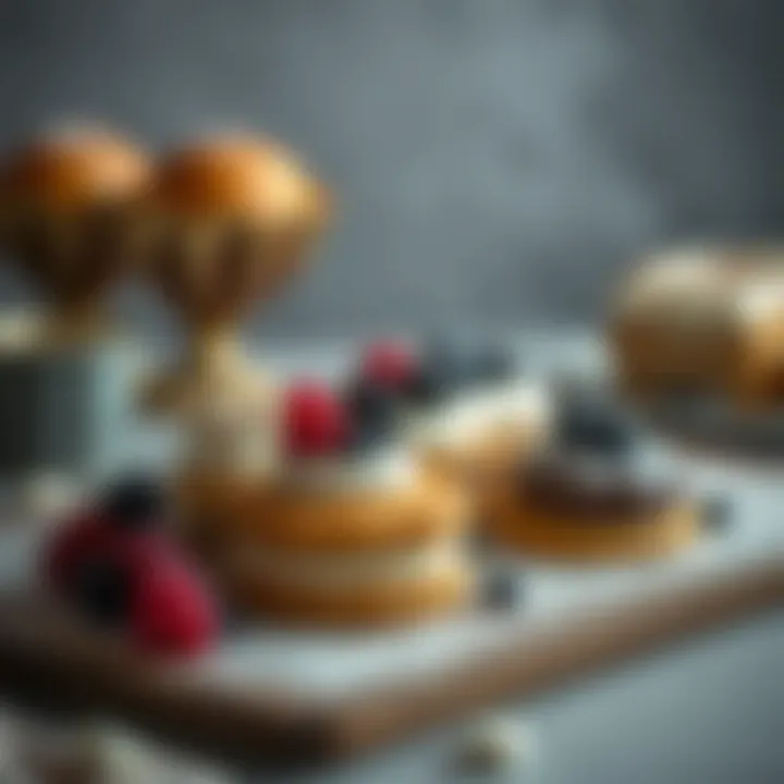 An intricate dessert presentation featuring delicate pastries infused with dairy flavors.