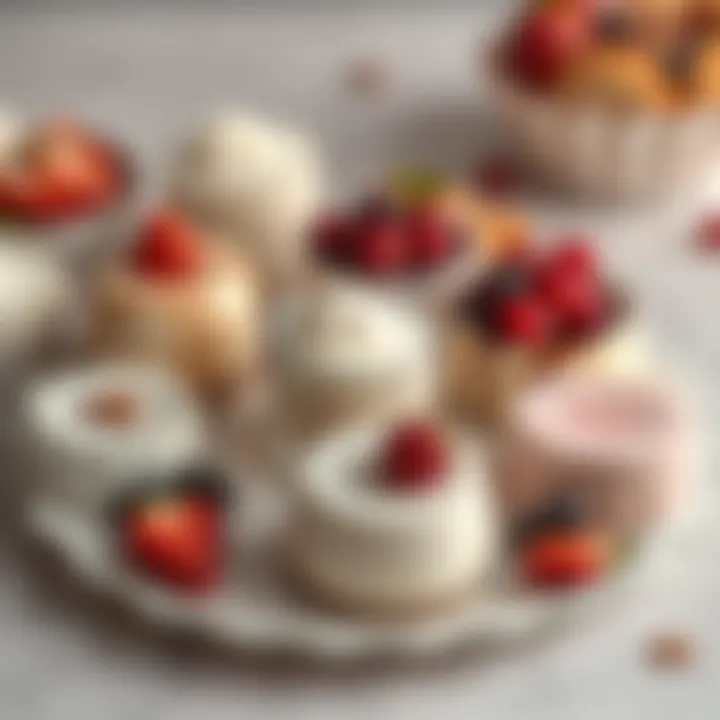 A plate of assorted milk desserts artfully arranged