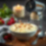 Creamy rice pudding served in a delicate bowl