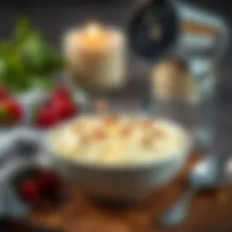 Creamy rice pudding served in a delicate bowl