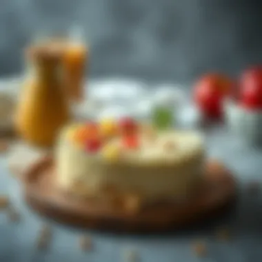 Chilled semolina pudding garnished with nuts and fruits