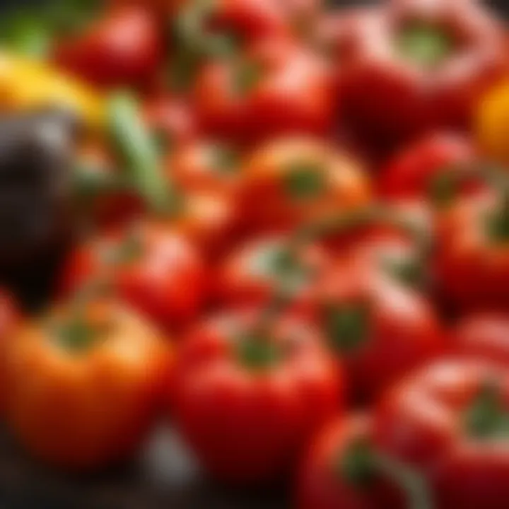 Vibrant selection of sweet tomatoes and peppers
