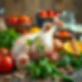 Ingredients arranged for a chicken drumstick boil