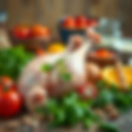 Ingredients arranged for a chicken drumstick boil