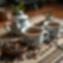 A serene tea ceremony setting showcasing various types of tea leaves.