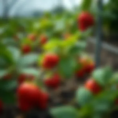 Strawberry plants thriving in optimal conditions