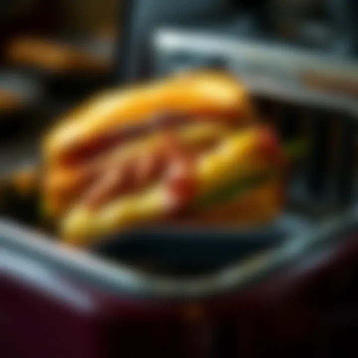 Perfectly Toasted Sandwich Close-up of a perfectly toasted sandwich in a toaster