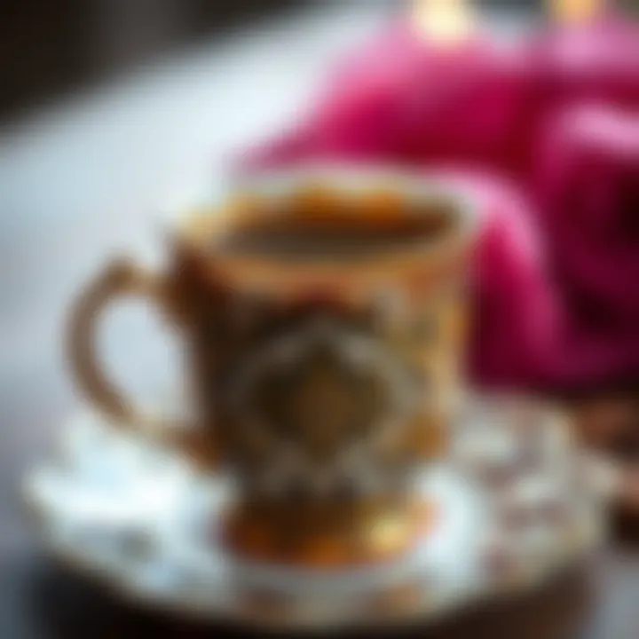 A beautifully crafted Turkish coffee cup with intricate designs
