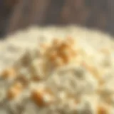 Texture of Unsweetened Chickpea Flour A close-up of unsweetened chickpea flour illustrating its texture