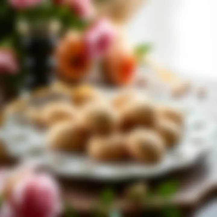 An elegant presentation of chickpea flour cookies on a decorative platter