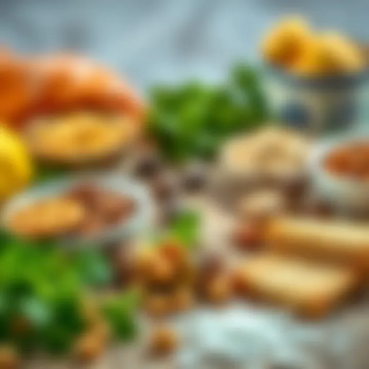 An assortment of healthy ingredients used in chickpea flour cookie recipes