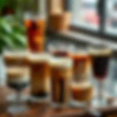 Variety of cold coffee glasses with unique designs