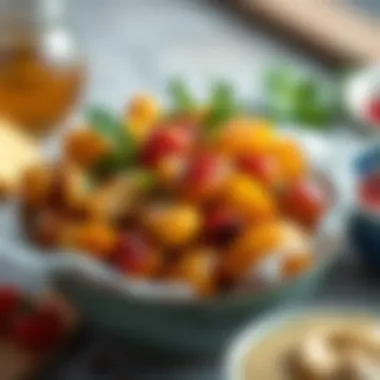 A vibrant serving of air-fried potatoes garnished with spices