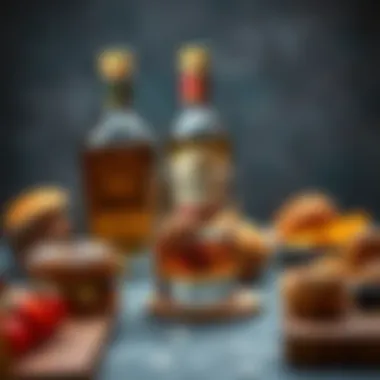 An array of whiskey pairings with gourmet snacks