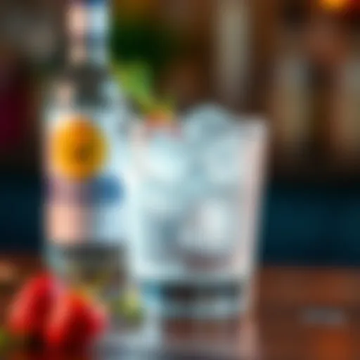 Elegant vodka cocktail garnished with fresh herbs