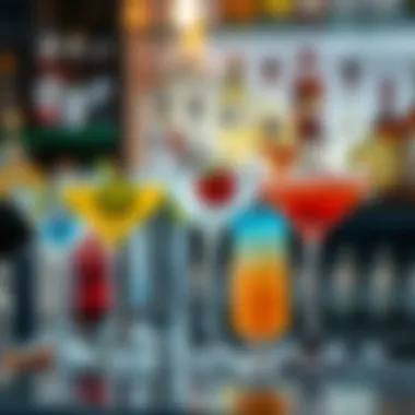 Diverse Vodka Cocktail Varieties Assortment of colorful vodka cocktails on a bar