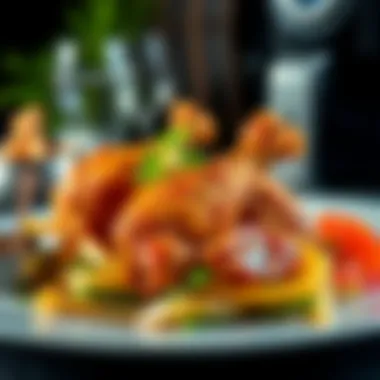 Gourmet Presentation of Chicken A beautifully plated air-fried chicken dish