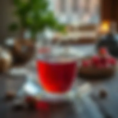 A Warm Embrace of Wellness A steaming cup of Yayla tea placed on a wooden table, symbolizing warmth and wellness, inviting one to savor its benefits.