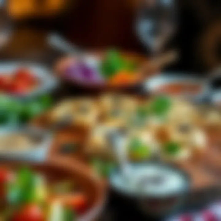 A vibrant presentation of Yilmazlar Pide with fresh herbs and side dishes