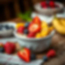 A bowl of oatmeal topped with fresh fruits