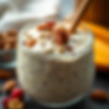 Close-up of Nutritious Overnight Oats A close-up of overnight oats with nuts and seeds